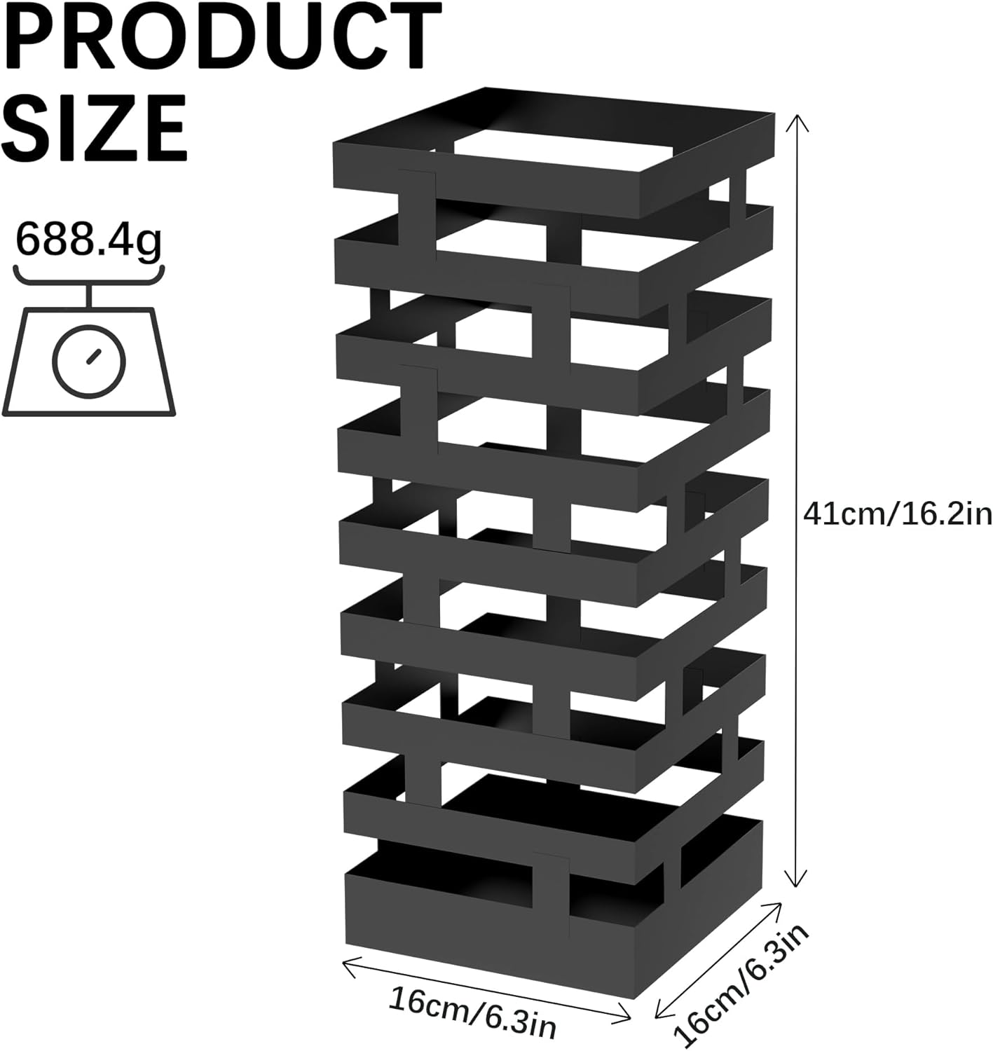 Umbrella Holder for Indoor Entryway,Metal Umbrella Stand with Removable Water Tray and Hooks, 16.2 Inch Umbrella Rack Storage for Home, Office, Hotel