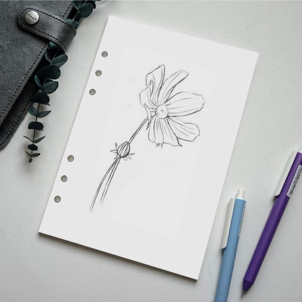 (3-Pack) A5 Blank Paper, Refills for Filofax Planner, Organizer, Binders, 6 Hole Punched, Total 300 Sheets/600 Pages, 100gsm, White, 5.8 x 8.2 Inch