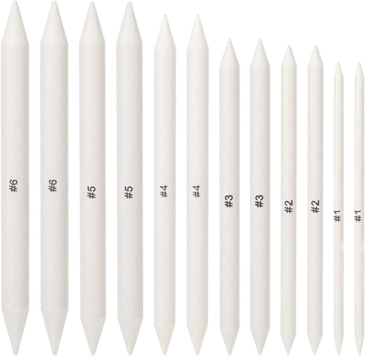 Blending Stump, 12 PCS Tortillions Blending Pencil Oil Pastel Blending Tools Shading Pencils Soft Paper Felts Sketch Blending Sticks for Artist Student Sketch Drawing Supplies (6 Sizes)