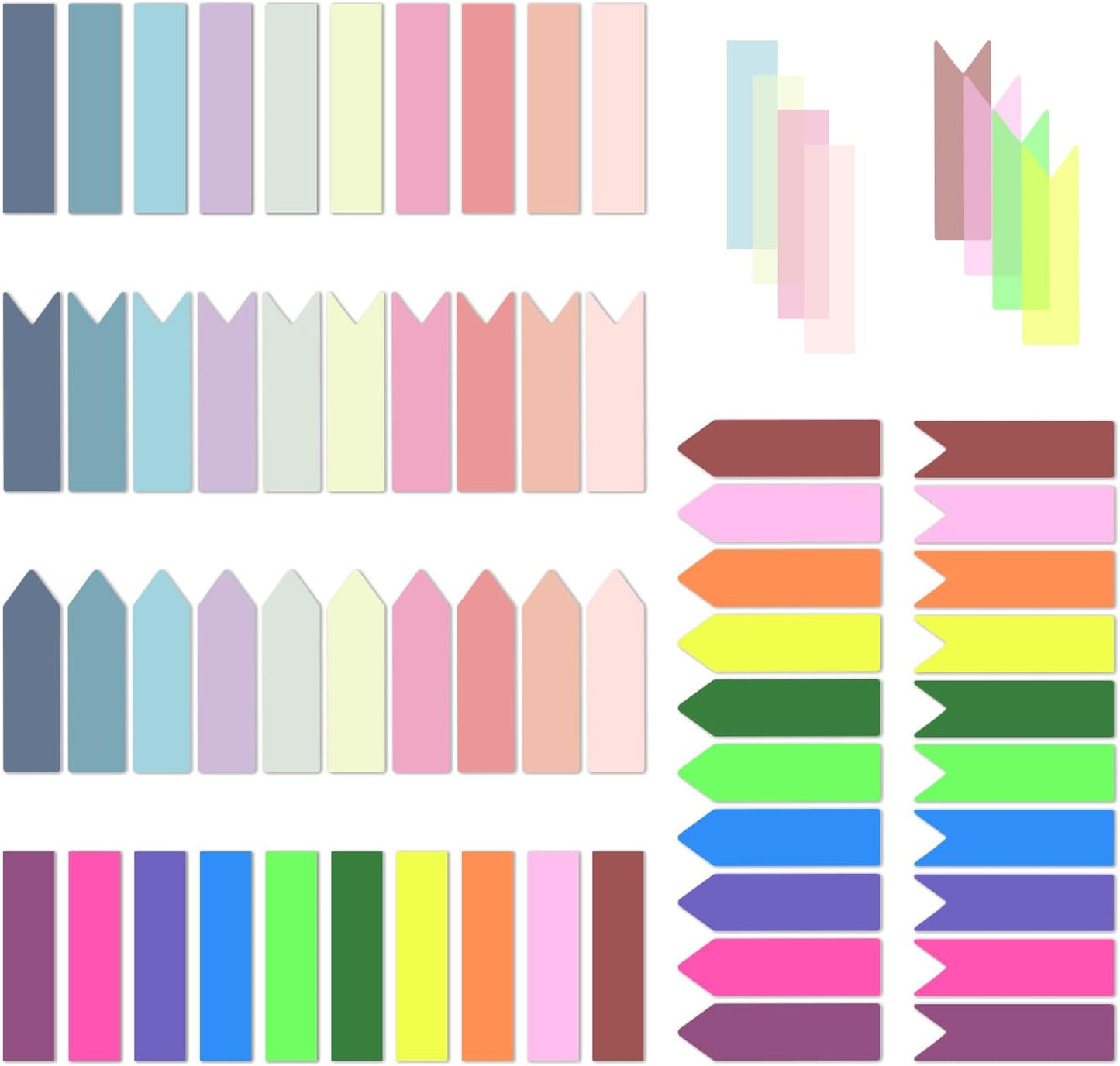 Temiary 1200 Pieces Transparent Sticky Index Tabs, Page Markers for Annotating Books, Translucent Arrow Flag Tab Colored Sticky Notes for Bookmarks Bible Tabs Notebook School Supplies