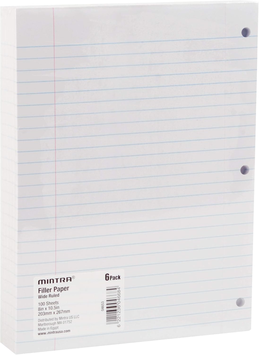 Mintra Office Filler Paper (Wide Ruled, 600 Sheets (6pks of 100))