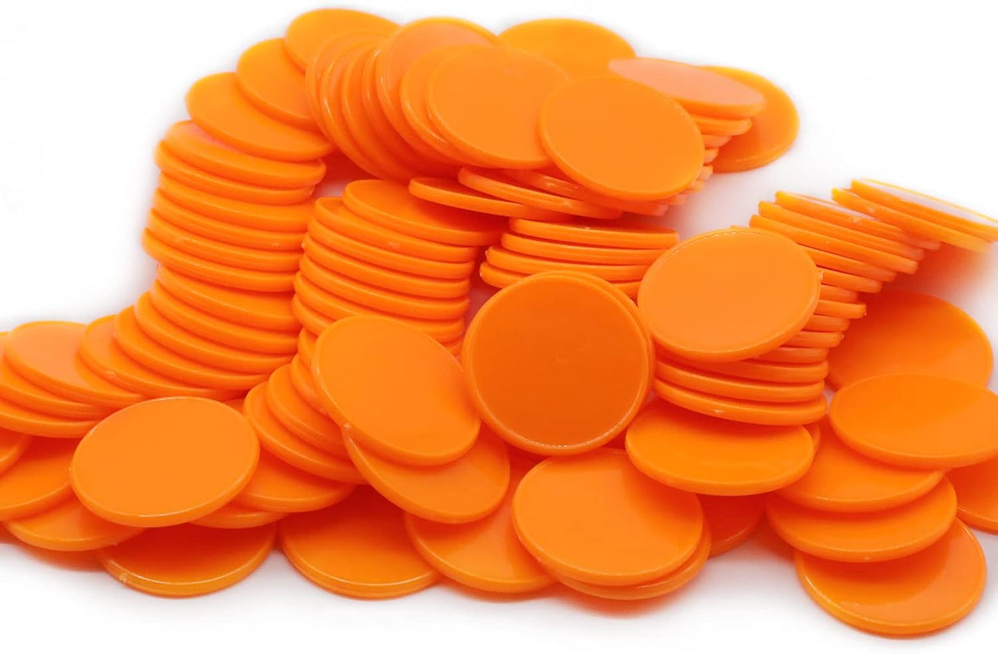 Set of 100 Opaque Plastic Learning Counters Mini Poker Chips Game Tokens with Storage Box (Orange, 1.58 Inch)