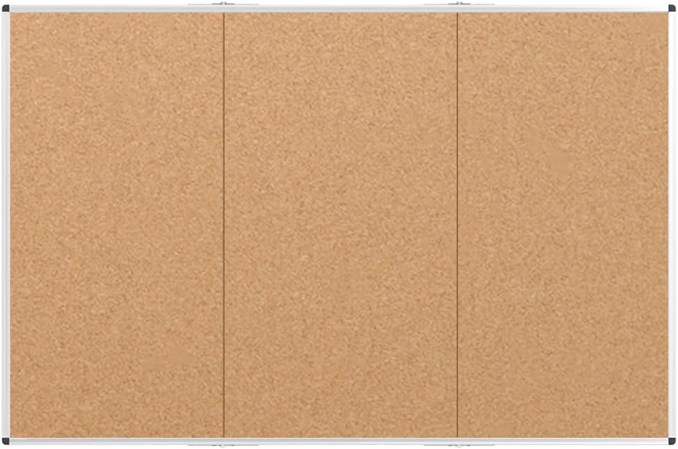 VIZ-PRO 96" x 48" Large Cork Bulletin Board, Foldable & Wall-Mounted Notice Pin Board with Silver Aluminum Frame, for School Home Office - 8' x 4' Corkboard