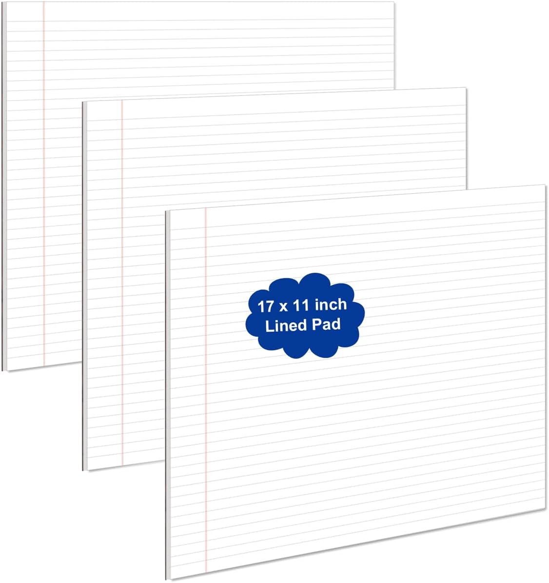 Yaridar (3-Pack 17" x 11" Legal Pads, 25 Sheets/50 Pages Per Legal Note Pads, Line Notepads, 100Gsm White Line Paper