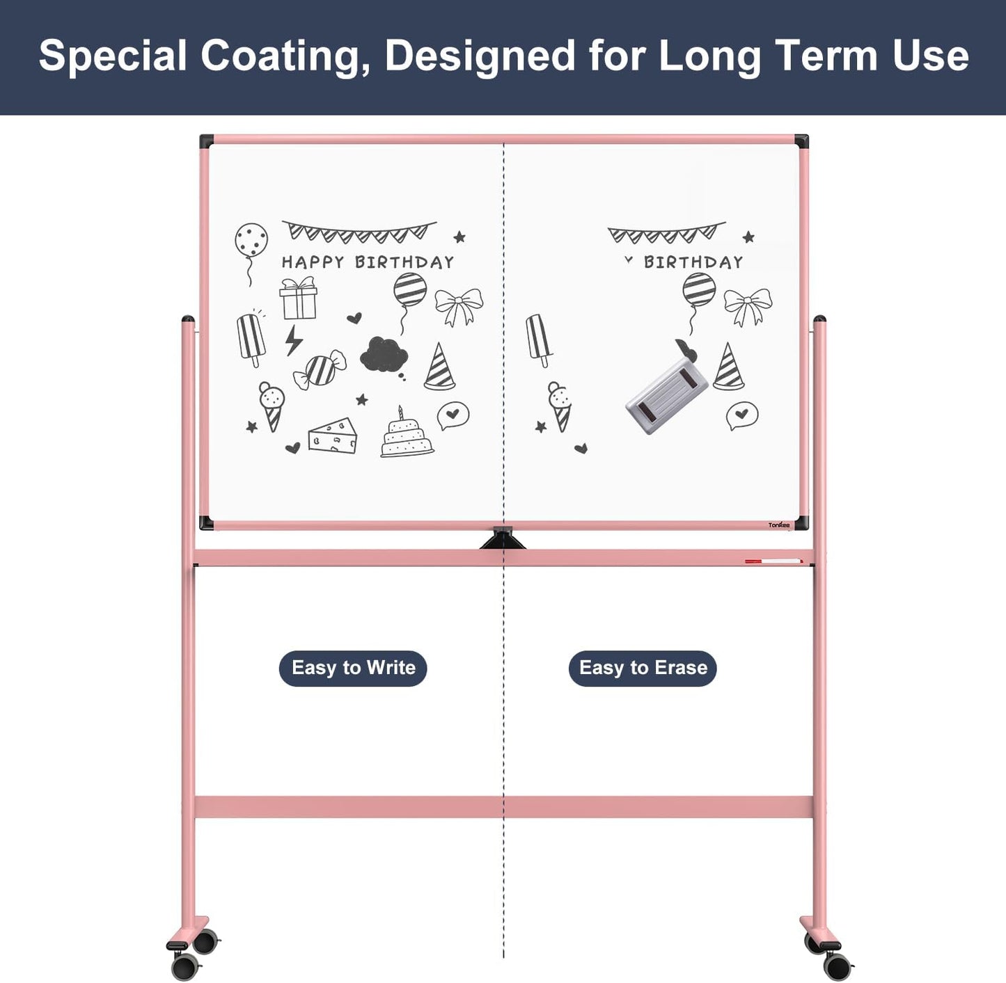 Mobile Whiteboard, 48x32 Inches Dry Erase Board with Stand, Large Rolling Whiteboard on Wheels, Standing White Board for Office, School, Home, Magnetic Double Sided White Board with Paper Pad