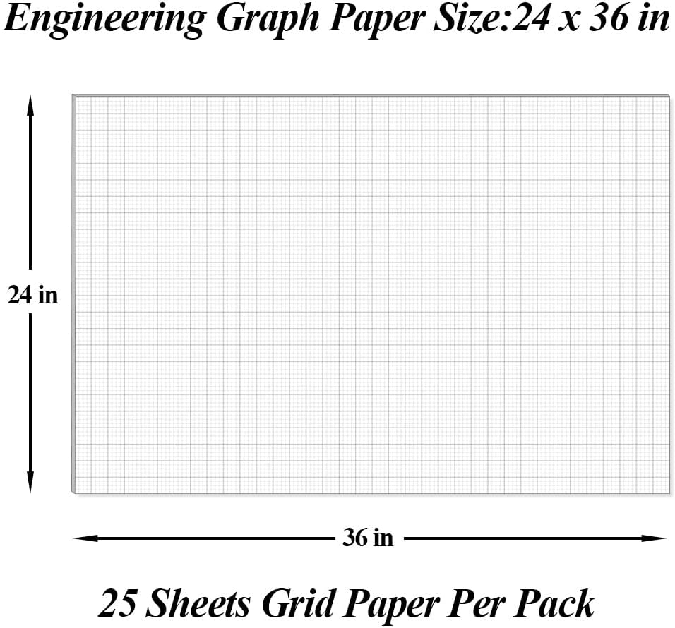 Graph Paper Pad - 24" x 36" Large Graph Paper, 25 Sheets/50 Pages, 4"x4" Ruled Grid Paper for Engineer Architect Designer Mathematician Draftsmen Sketch House Commercial Building Plan Drafting