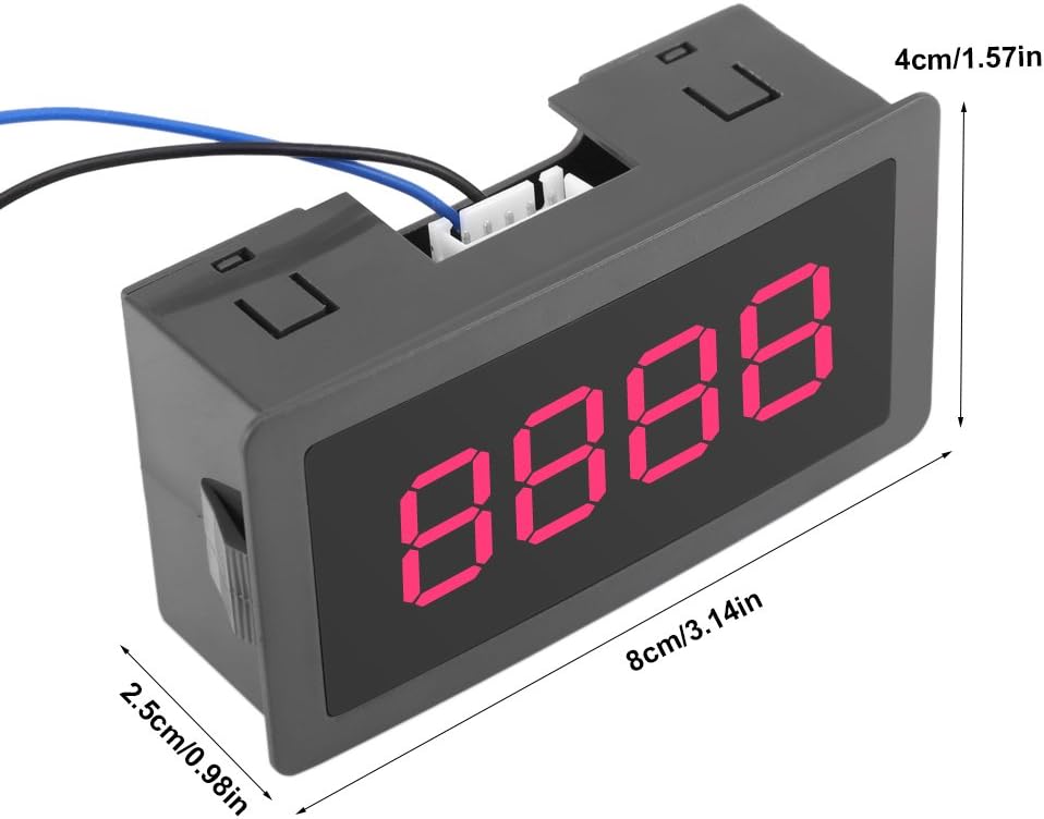 Auto Digital Counter Mini 4 Digit 0- Counter Up/Down Plus/Minus Panel Counter Meter with Cable(Red)
