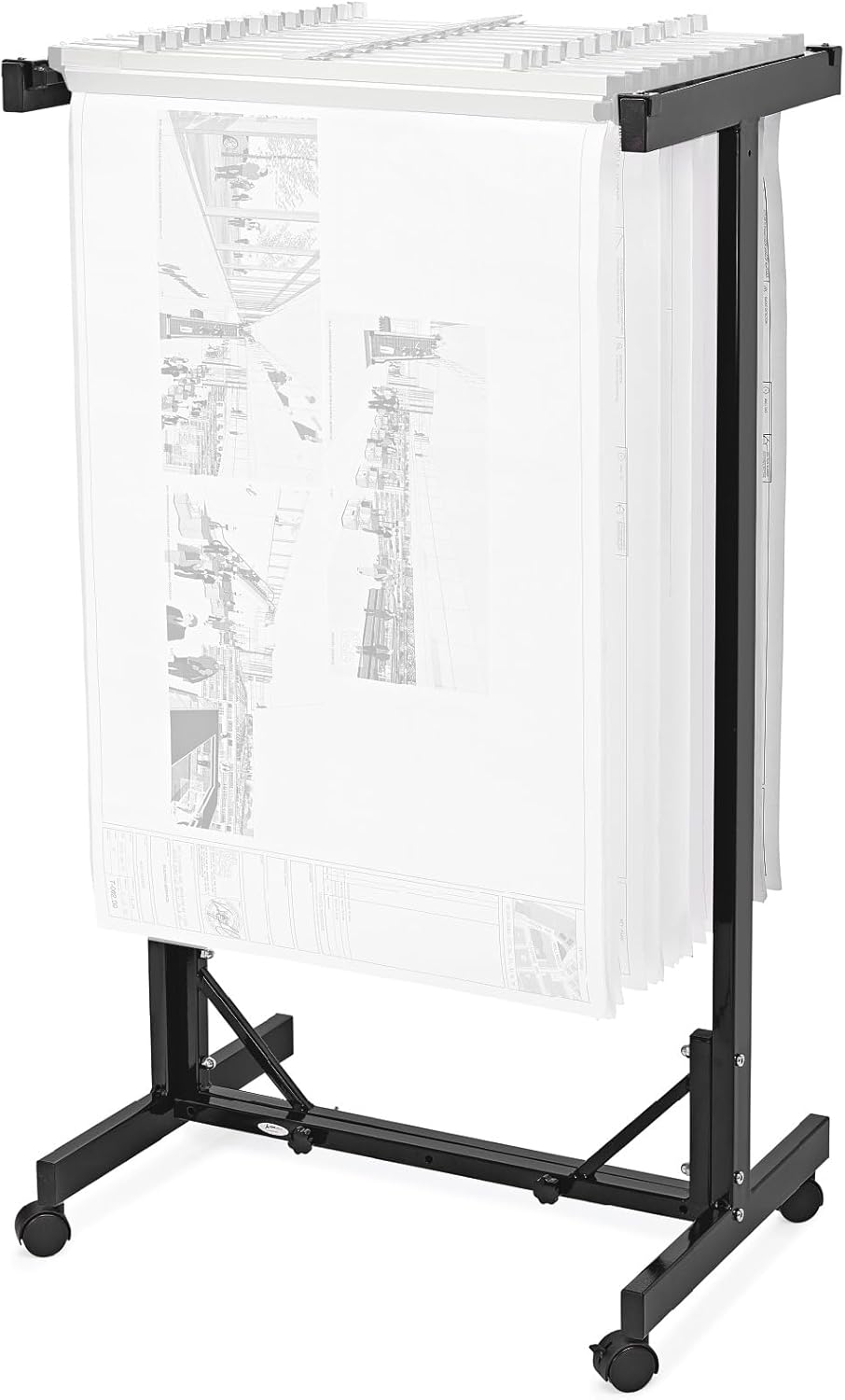 Adir Mobile Blueprint Storage Rack - Adjustable Mobile Blueprint Holder, Vertical Architect Drawing Rack with Wheels, Poster Rack Display, Construction Plans Holder (Without Blueprint Clamps)