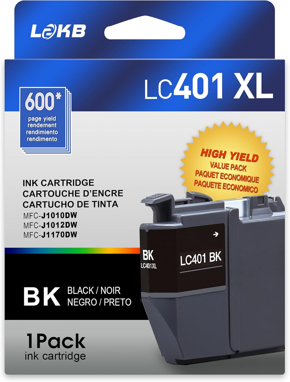 LC401XL Compatible Ink Cartridges Replacement for Brother Ink Cartridges LC401 Black to Use with Brother MFC-J1010DW MFC-J1012DW MFC-J1170DW Printer (1Black)