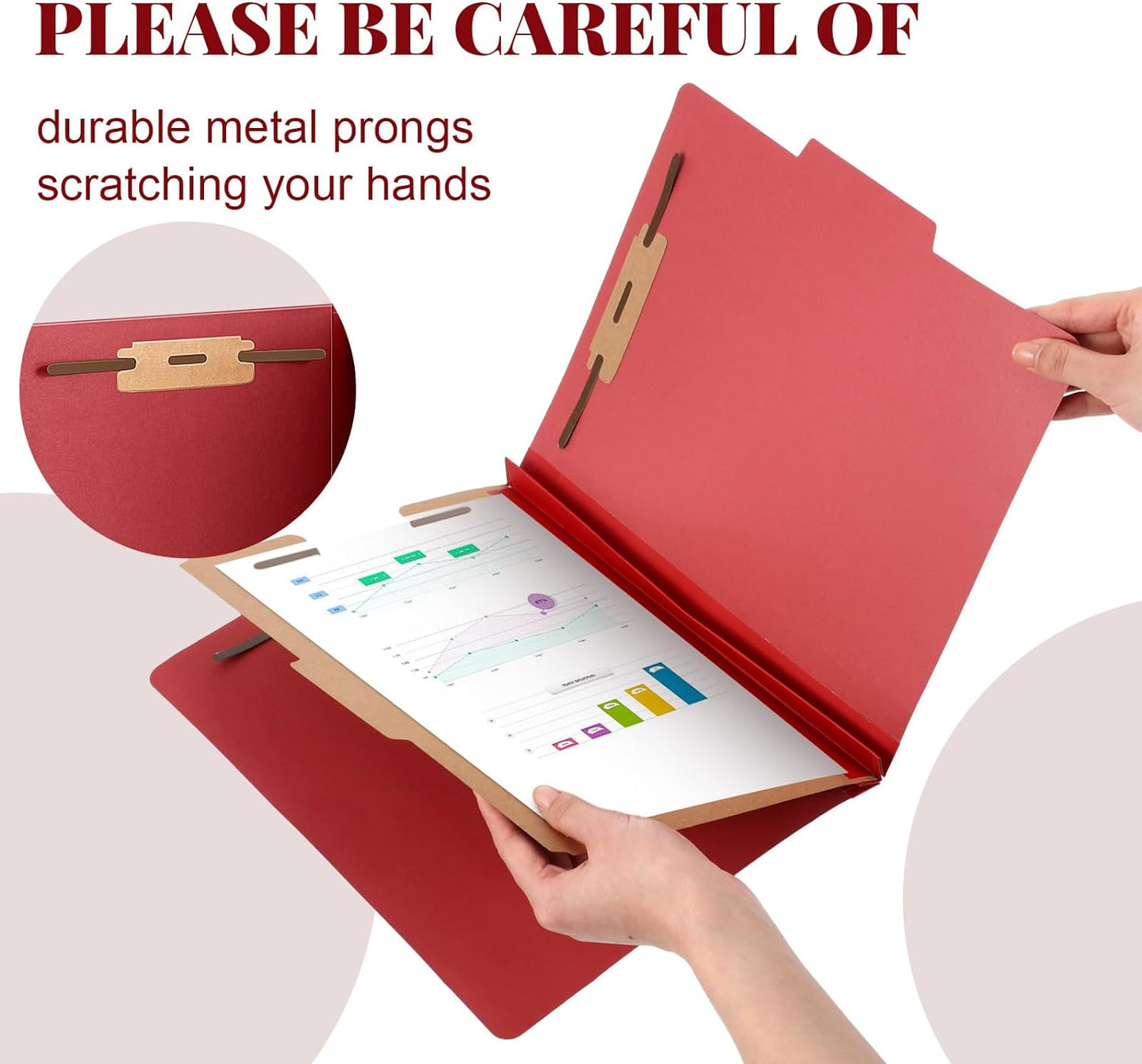 12 Pcs Classification Folders Letter Size, 1 Divider Pressboard File Folder with Fasteners, Expanding File Organizer Bulk for Teachers, Clergy, Office, Church, Christmas Donations (Red)