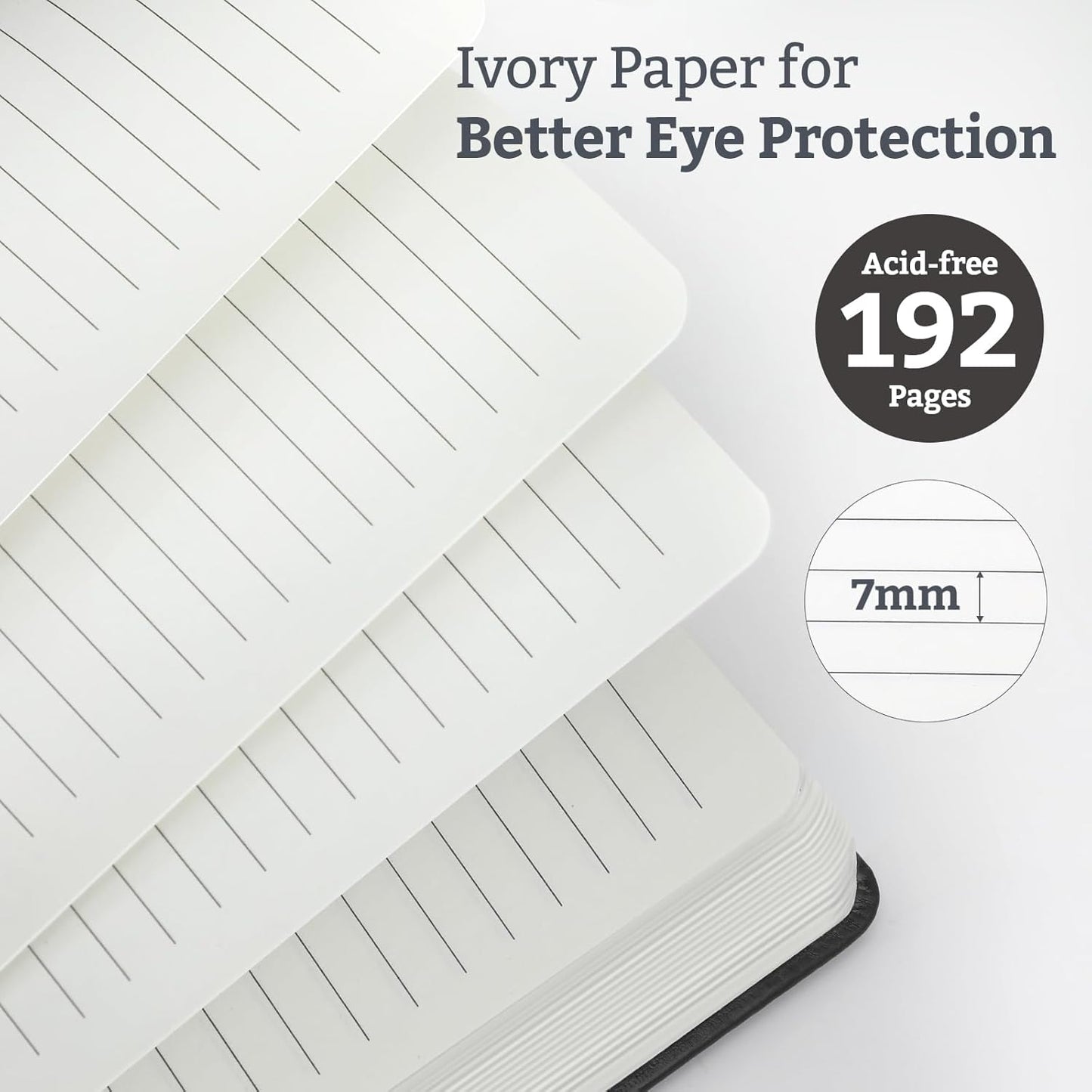 Hardcover Lined Bullet Dotted Journal Notebook, A5 140 192 Pages 100 120Gsm Paper College ruled for School,Work,Travel,and Daily Planning，5.7''*8.3'' (1, Black, A5 Lined)