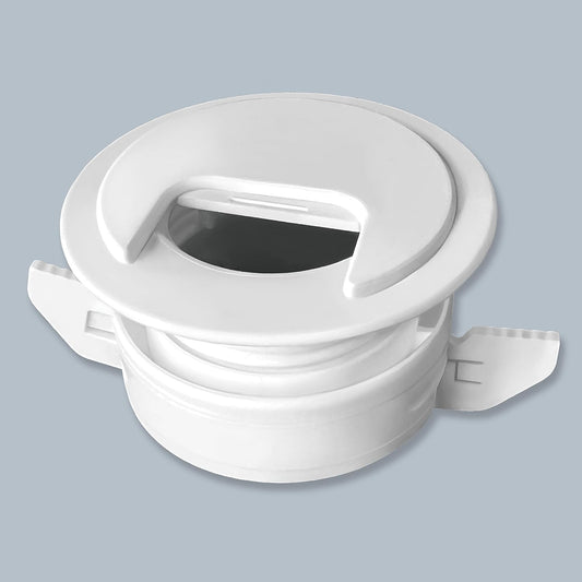 (2-Pack White) Cable, Wire & Cord Management - Self Locking Grommet with Cover for Walls, Ceilings, Desks, Used for All Surfaces 3/8” to 1” Thick, Made in USA