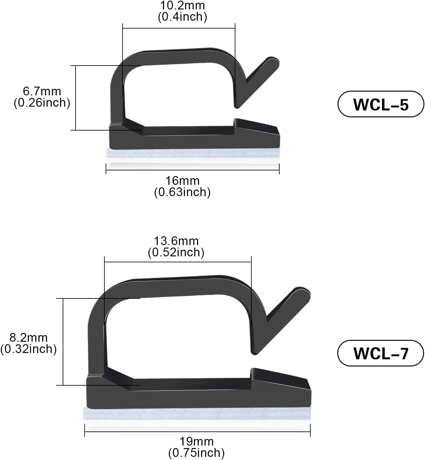 XHF 3/4” Adhesive Cable Wire Clips Black 60pcs, Cable Staples Outdoor Cable Management Wire Organizer Cord Holder for Under Desk, Car, Wall, TV PC Ethernet Cable