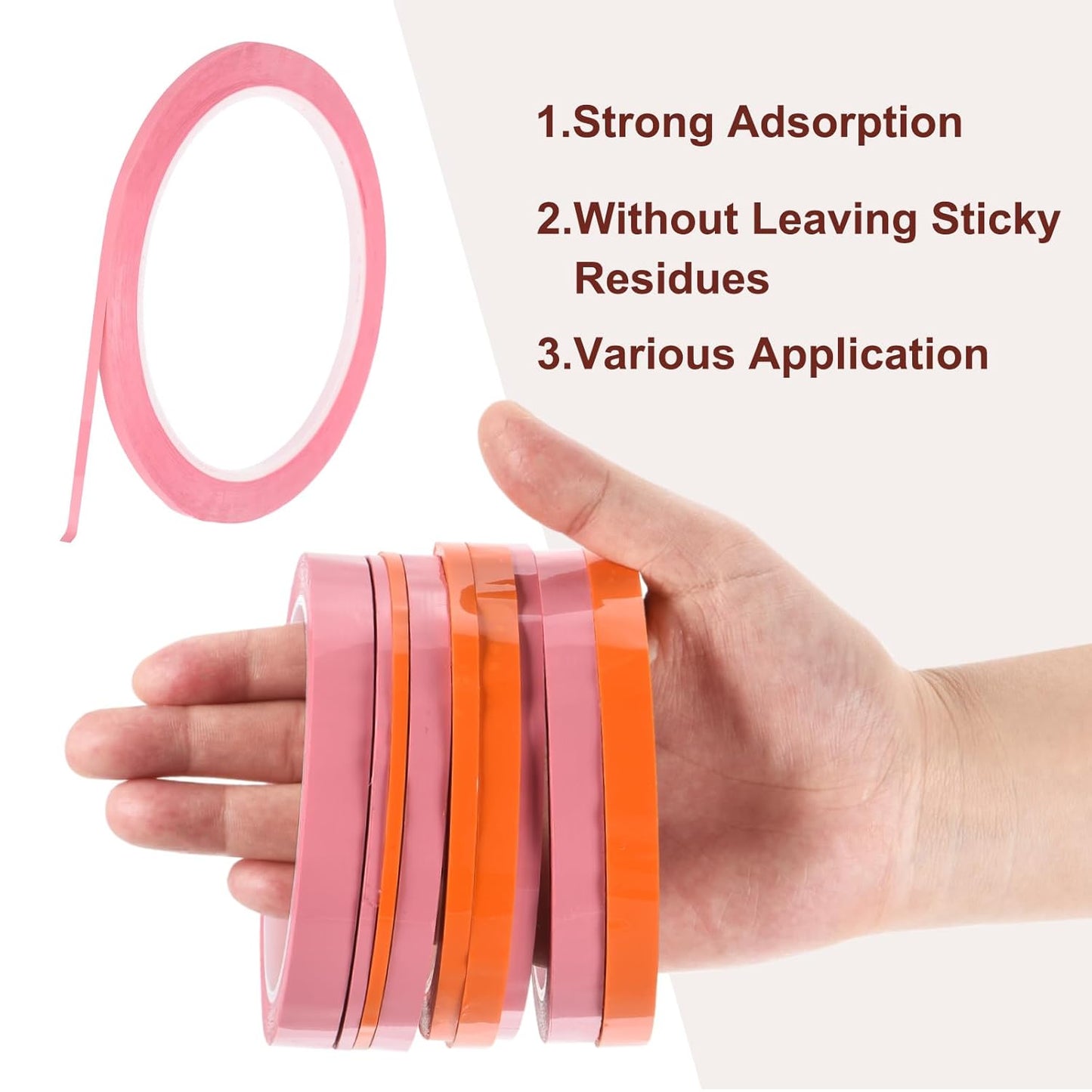 MECCANIXITY 10 Rolls Whiteboard Tape Graphic Chart Tape 3mm 54.7 Yard Art Tape Thin Self-Adhesive Pinstripe Tape Masking Tape for Gift Wrapping Craft Supplies, Pink