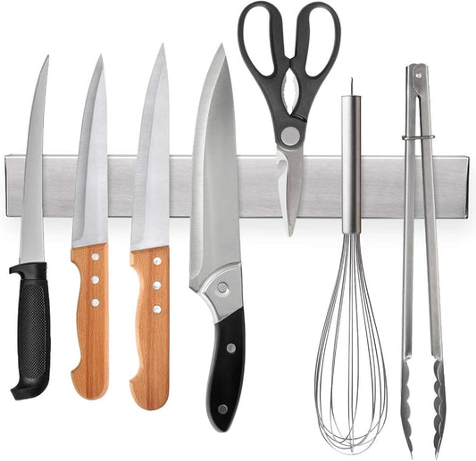 Ninonly 12 Inch Magnetic Knife Strip, Premium Stainless Steel Wall Mounted Kitchen Knives Bar,Space-Saving Powerful No Drilling Magnetic Knife Rack for Home Kitchen Utensil Holder & Tool Holder