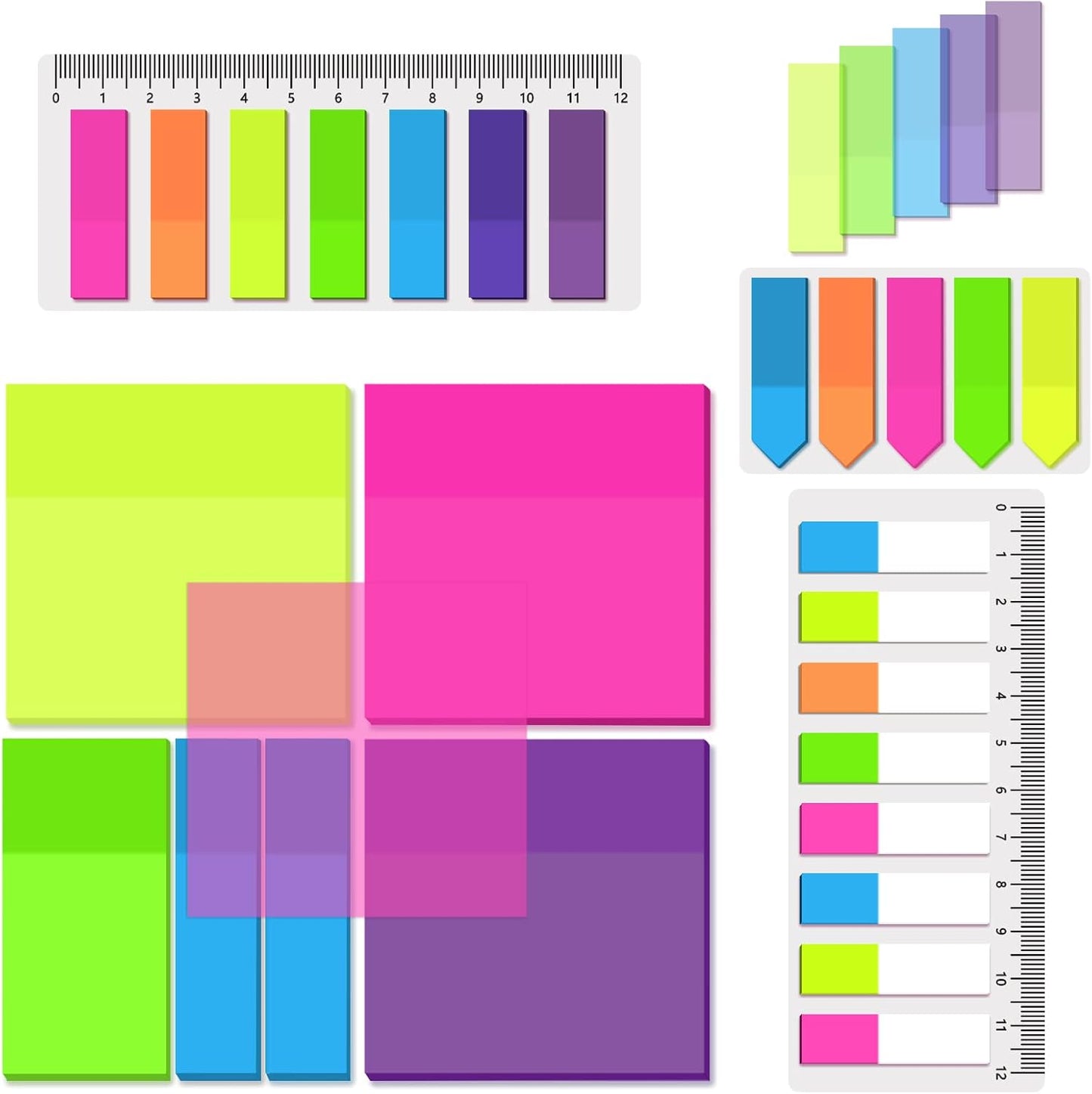 BAYTORY 700 Sheets Transparent Sticky Notes, Clear Bright Waterproof 3 x 3 inch See Through Memo Pad, Self-Adhesive Translucent Writable Index Tabs for Annotating Book, Office & School Study Supplies