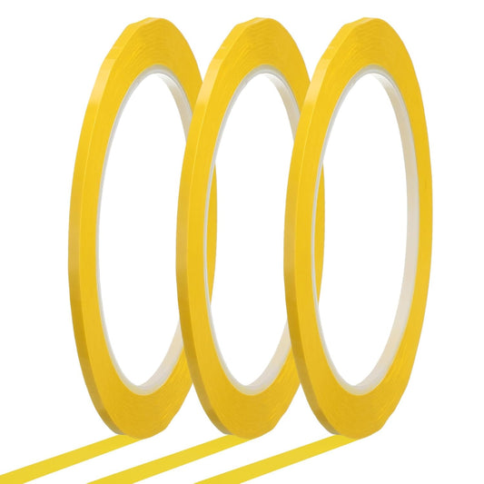 MECCANIXITY Whiteboard Tape 1/8" x 72 Yard Pinstripe Graphic Chart Line Grid Marking Tapes for Classroom Office Dry Erase Board Art, Dark Yellow, Pack of 3