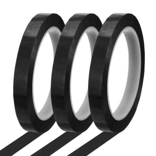 MECCANIXITY Whiteboard Tape 1/2" x 72 Yard Pinstripe Graphic Chart Line Grid Marking Tapes for Classroom Office Dry Erase Board Art, Black, Pack of 3