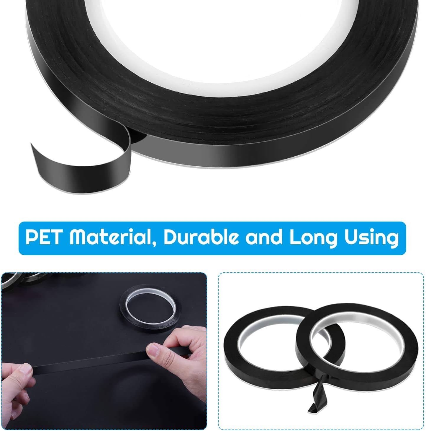 Audab 6 Rolls 1/4 Pinstripe Tape Vinyl Chart /White Board Tape Lines Dry Erase Whiteboard Thin Tape Pinstriping Graphic Grid Marking Tape