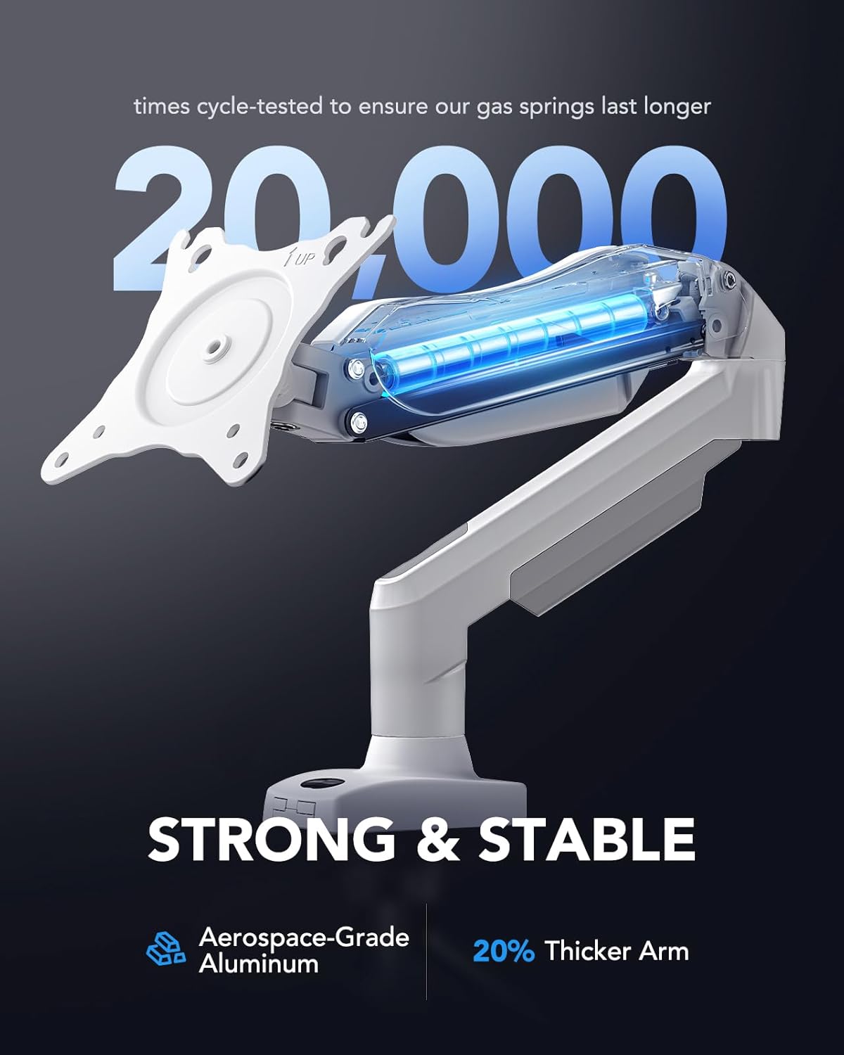 HUANUO Single Monitor Mount, 13 to 32 Inch Gas Spring Monitor Arm, Adjustable Stand, Vesa Mount with Clamp and Grommet Base - Fits 4.4 to 19.8lbs LCD Computer Monitors