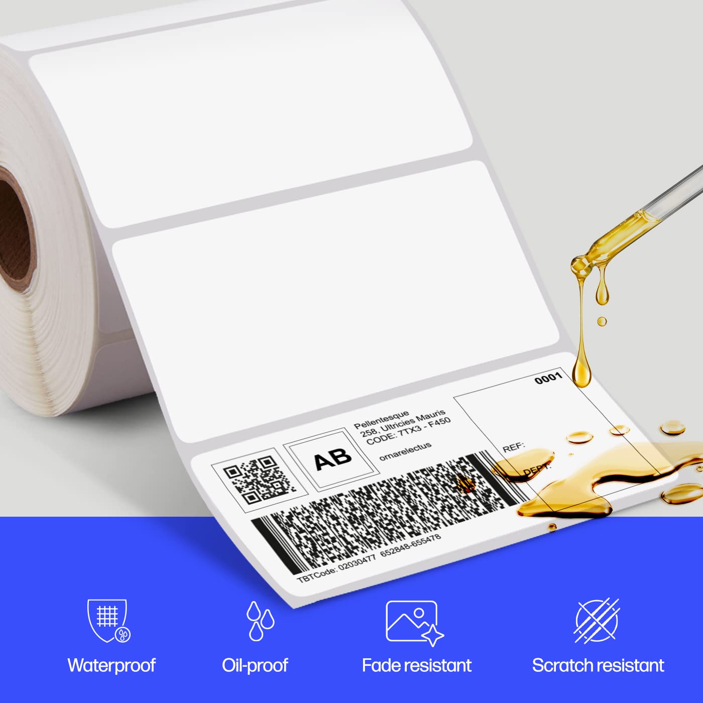 HP 4” x 2” Direct Thermal Shipping Labels, 2 Rolls, 735 Sheets per Roll, Multipurpose Thermal Labels for Personal or Business Use, Compatible with HP and Other Thermal Label Printers, White