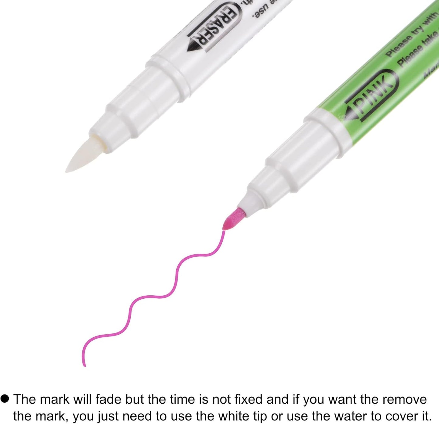 HARFINGTON 12pcs Disappearing Ink Fabric Marker Pen with Eraser Erasable Ink Fabric Sewing Marking Pens Water Soluble Ink Tailor's Pen Marking Tracing Tools for Quilting, Pink White