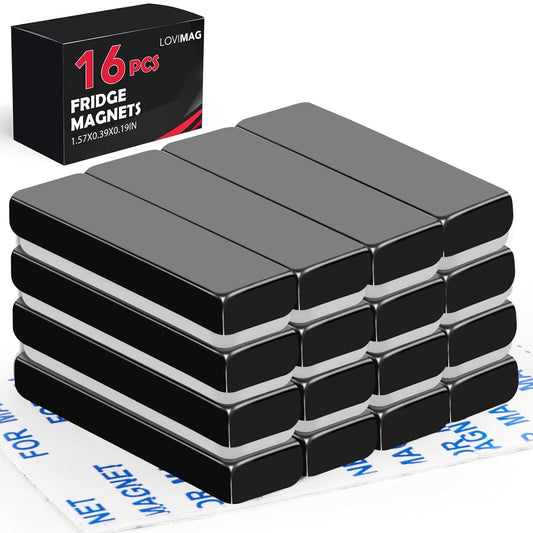 LOVIMAG Neodymium Bar Magnets, Powerful Rare Earth Metal Neodymium Magnet, Black Strong Rectangular Industrial Magnets for Craft, Fridge, Home, Office and Tool Storage - 40 x 10 x 5 mm, Pack of 16