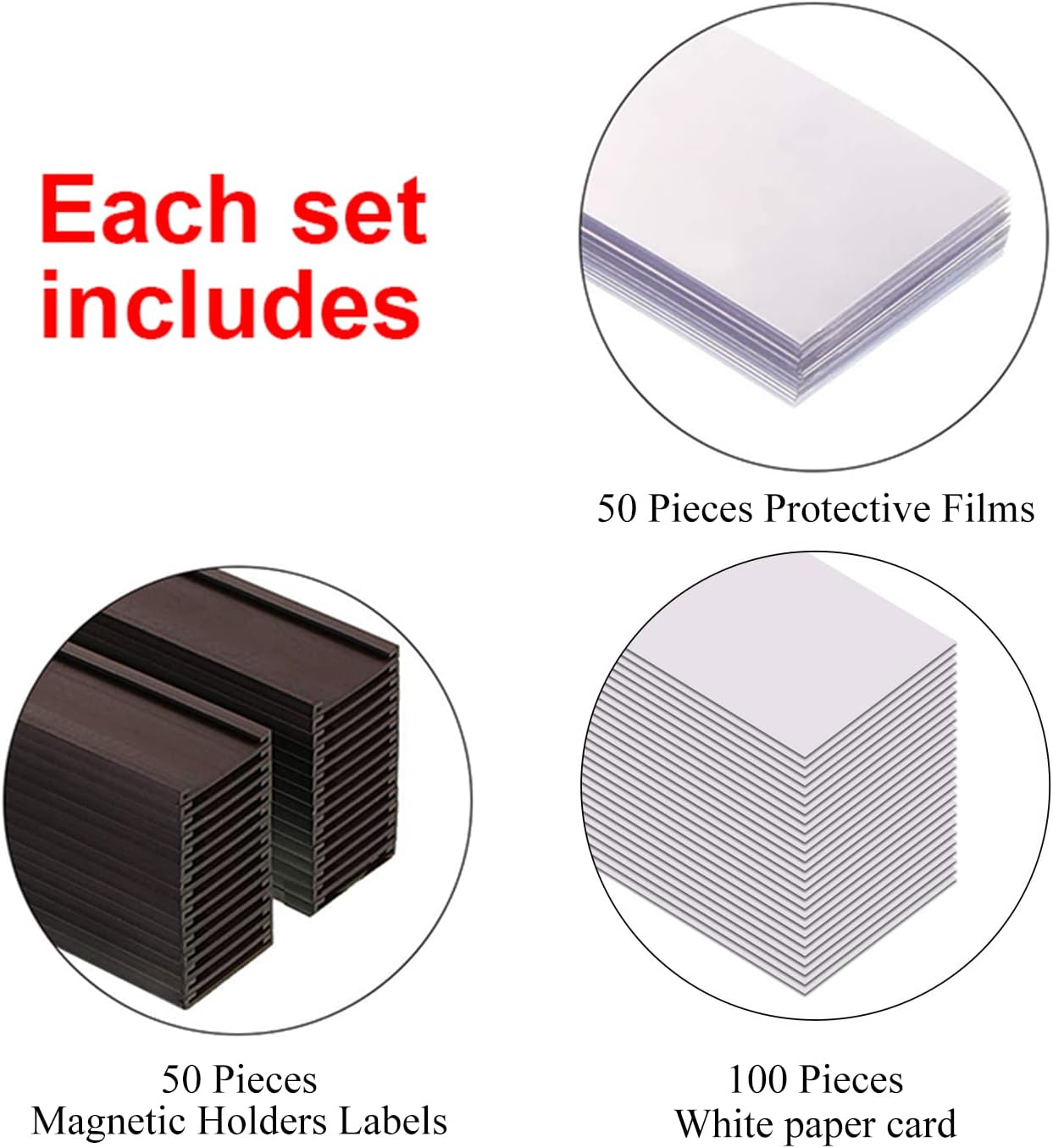 C Channel Magentic Label Holders 0.5x2 Inch with Paper Inserts and Clear Plastic Protectors,Magnetic Data Card Holders File Cabinet Labels,Pack of 50