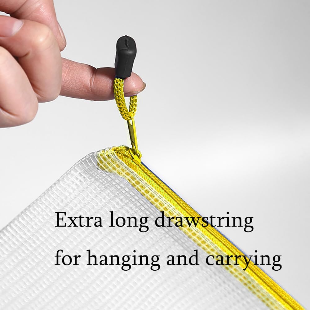 Mesh Zipper Pouch Bag,A3 Zipper Bag for Organizing Storage, Waterproof Zipper Pouch, 17" x 12"/44cm x 32cm, File Bag for School and Office Supplies (Yellow)
