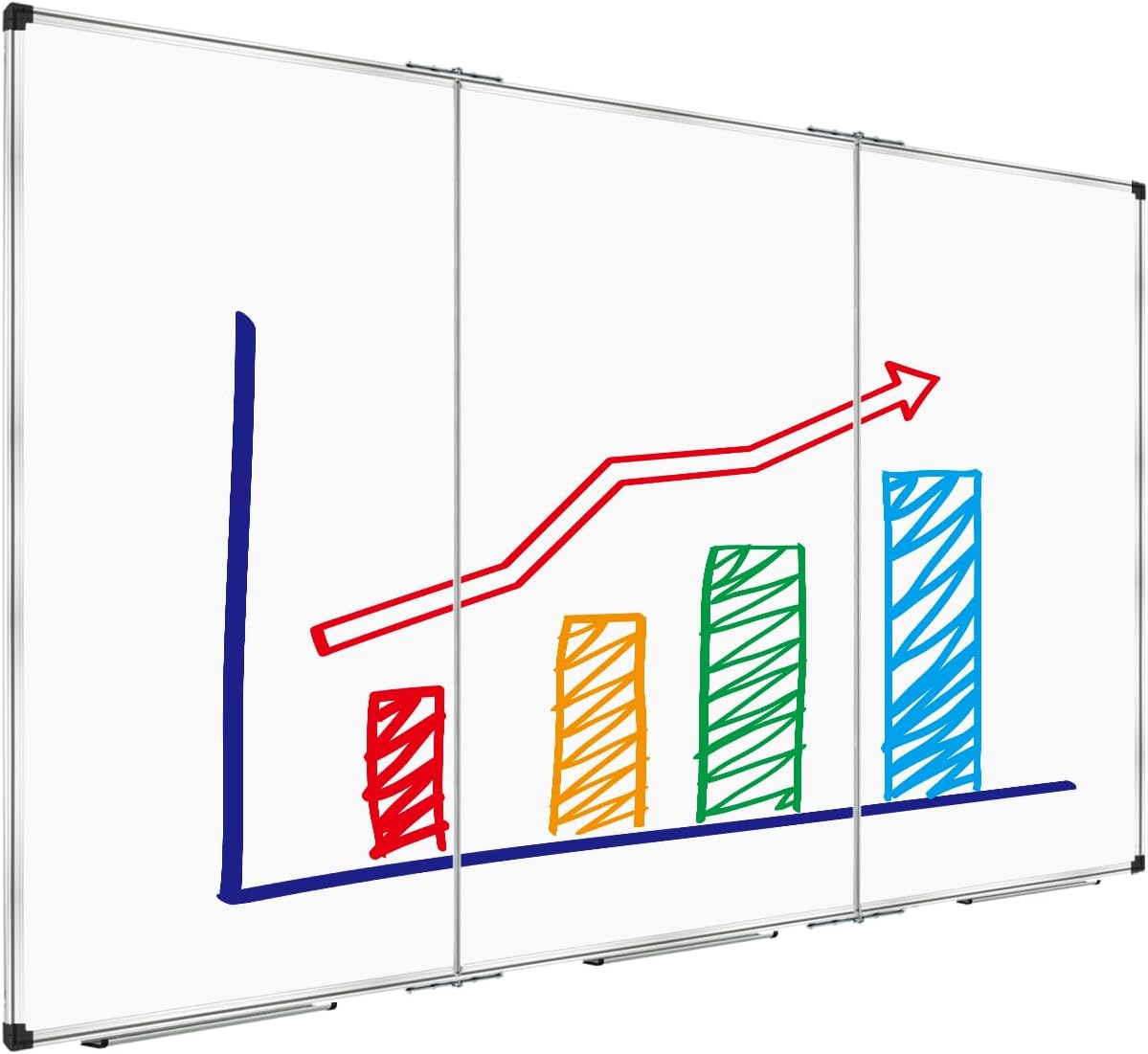 XBoard Magnetic Whiteboard 72 x 48 Inch, 6'x4' Dry Erase Board with Aluminum Frame | Foldable Wall-Mounted Whiteboard for Home Office, Classroom, Conference Room