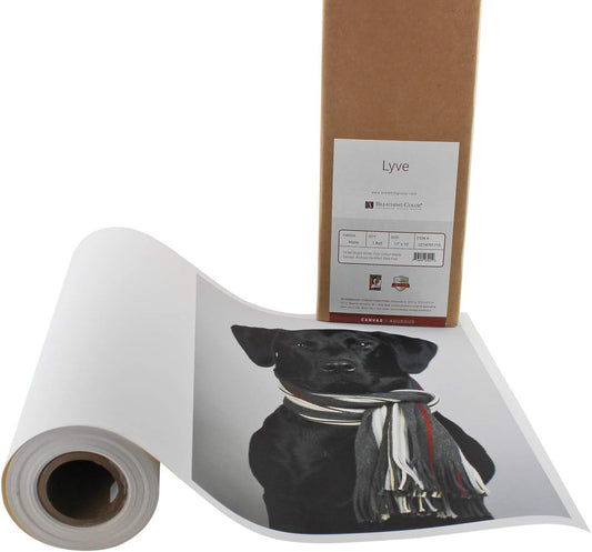 Premium Lyve Matte Canvas Paper Perfect For Use on Professional Makes and Models of Epson, Canon and HP printers preferred by Professionals. 19 mil textured Canvas offered in a 60 inch by 40 ft roll