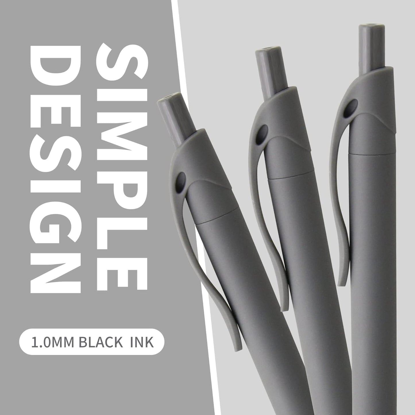 deegtran Pens Bulk, 50 Pack No Bleed Grey Barrel Click Pens, Wholesale Retractable Ballpoint Pens, Pen Medium Point, Smooth black Ink Pen, 1.0MM