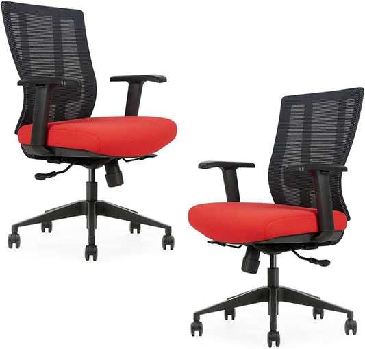 Ergonomic Office Chair - Breathable MESH - Back Adjustable Lumbar Support with 3-D ARMRESTS TILT Function and 360-DEGREE Swivel Wheels Comfortable Wide SEAT - Home Office Chair (Tangerine) Pack of 2