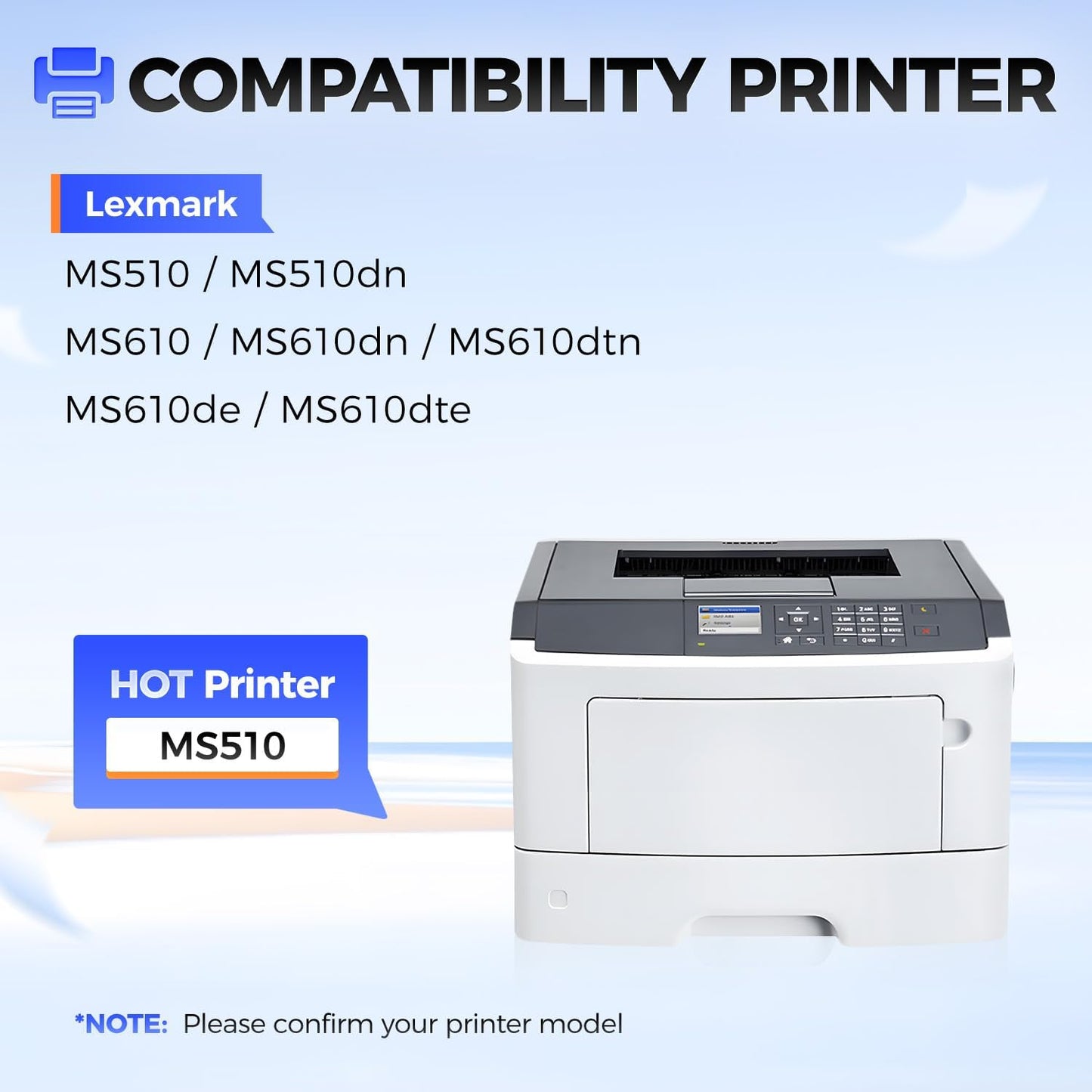 50F1U00 Toner Cartridge Ultra High Yield with Chip Compatible Replacement for 50F1U00 501U Toner for use in Lexmark MS510 MS510dn MS610 MS610dn MS610de MS610dte MS610dtn Laser Printer (Black,1-Pack)