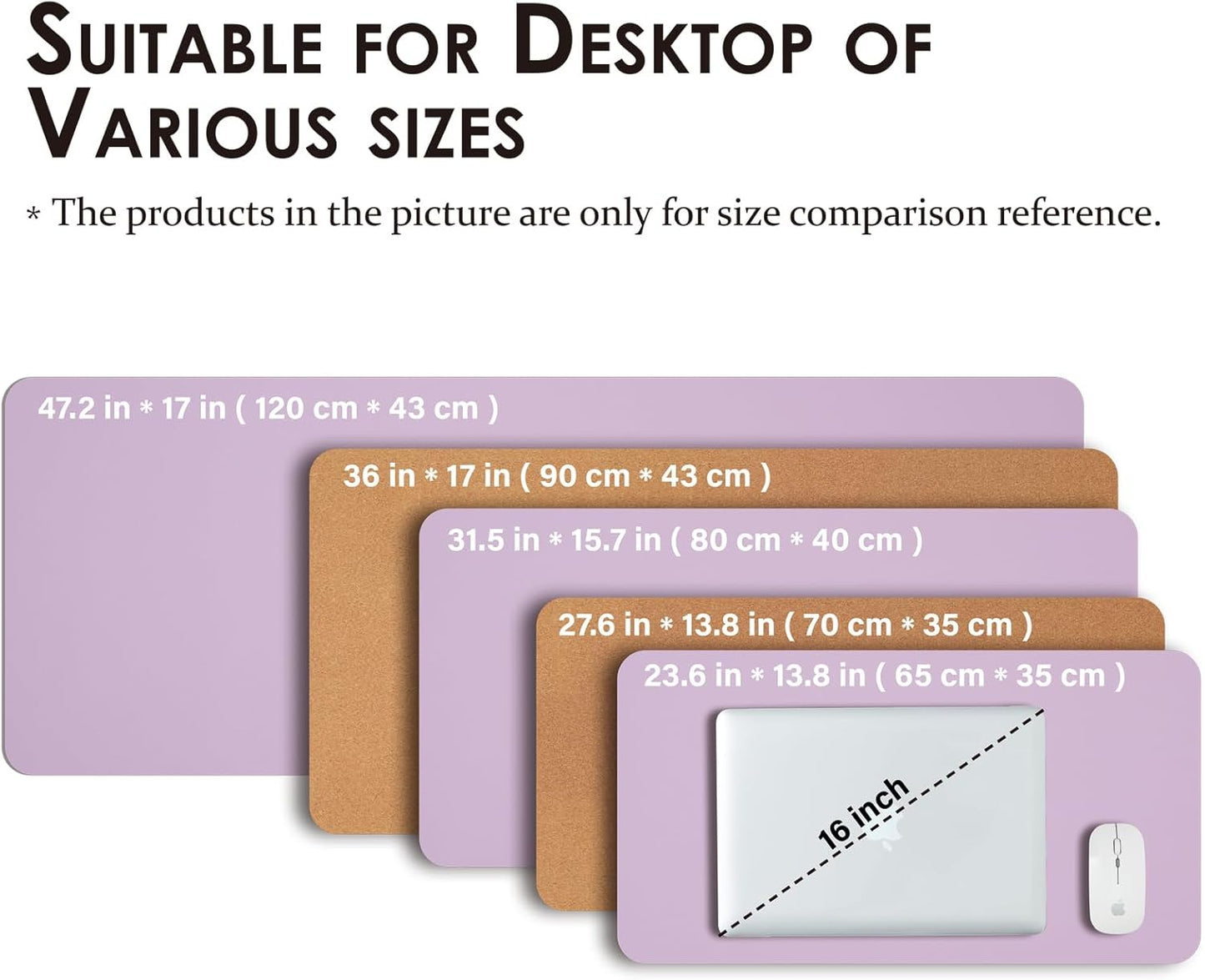 Large Cork Desk Mat - 47.2"x 17" Desk Pad for Office and Home - Ideal for Large Mouse Pad and Desk Mats on Top of Desks(Purple)