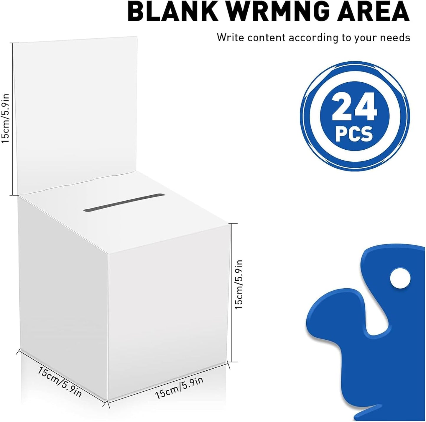 24 Pack Raffle Boxes for Fundraising, Ballot Boxes Suggestion Boxes Raffle Boxes with Slot Cardboard Raffle Ticket Box with Removable Header for Collecting Business Card Voting Contes