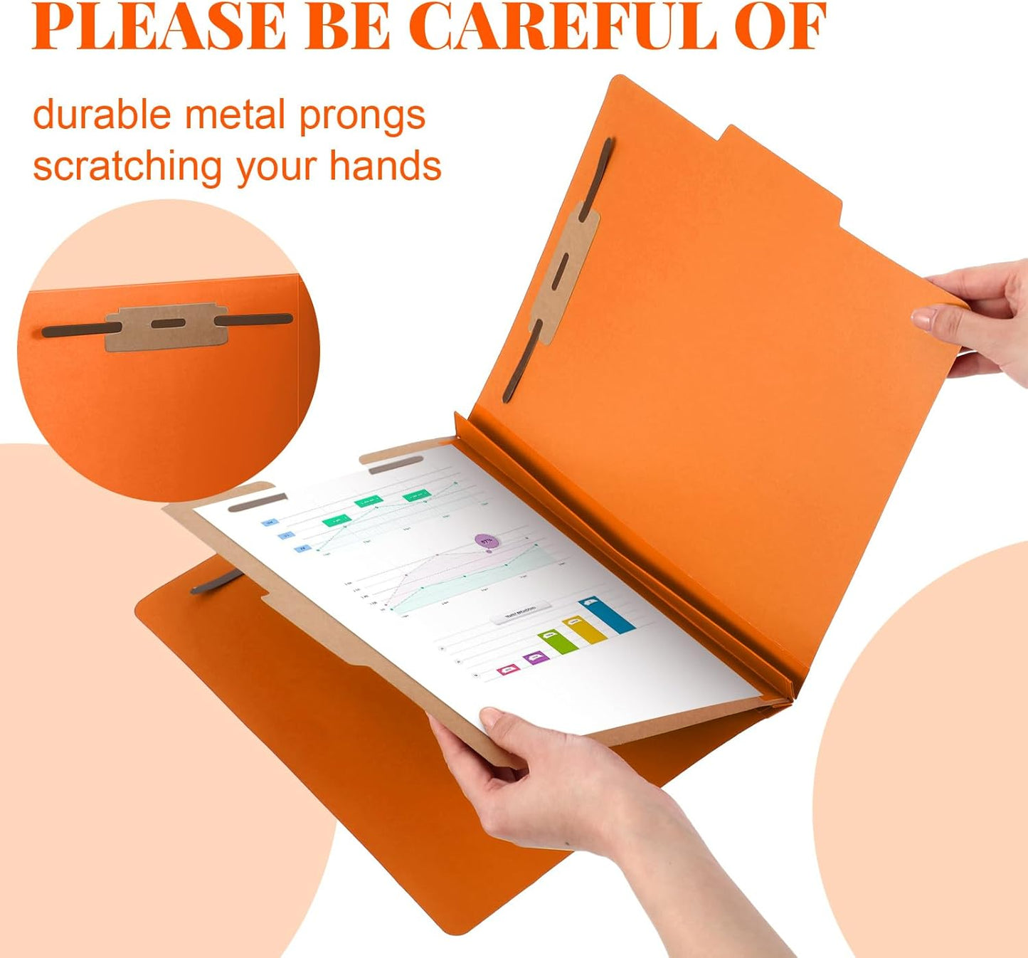 36 Pcs Classification Folders Letter Size, 1 Divider Pressboard File Folder with Fasteners, Expanding File Organizer Bulk for Teachers, Clergy, Office, Church, Christmas Donations (Orange)