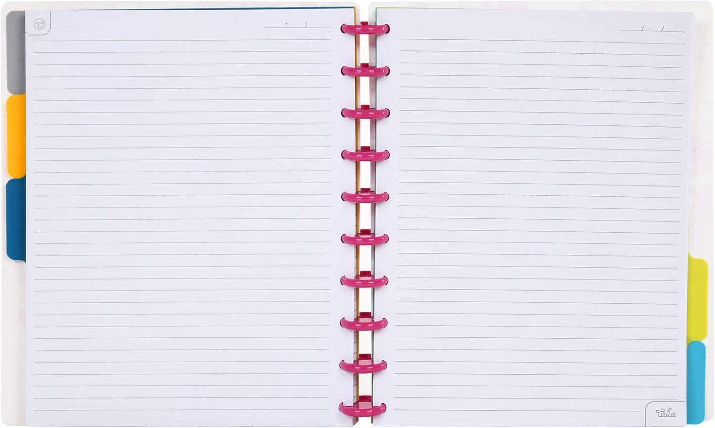 Talia Discbound Notebooks, Planner, Customizable, (Pink Marble Flow w/90's Pink Discs, Midsize (7.5in x 9.75in))