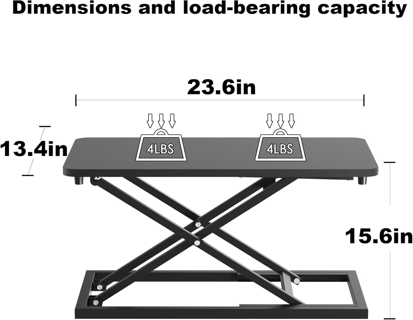 Decoholic Single 24 inch Scissors Lift Keyboard and Mouse Riser, Height Adjustable Standing Desk Converter for Ergonomic Sit Stand Workstations，suitable to hold large/small items (24inch, Black)