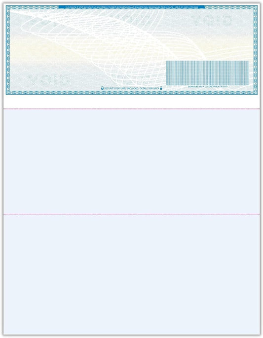 Compuchecks 50 High Security Blank Check Stock - Checks on Top Two Perforated Vouchers on Bottom Compatible with QuickBooks, and Laser or Inkjet Printers, Check Paper Weight # 70 - Light Blue Art Deco