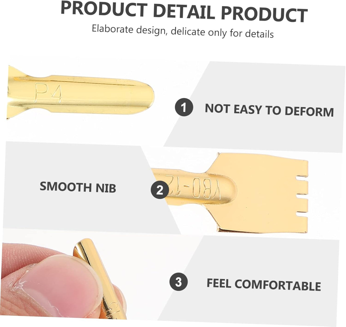 5Pcs Fountain Pen Nibs - Brass, Golden, 1.57 * 0.31 * 0.07inch, Reusable Calligraphy Pen Nibs for Writing, Manga, Art