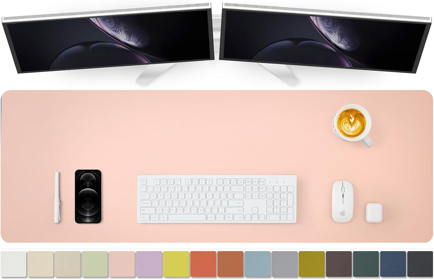 Large Desk Mat - 47.2"x 17" Non-Slip PU Desk Pad for Office and Home - Ideal for Large Mouse Pad and Desk Mats on Top of Desks(Pink)