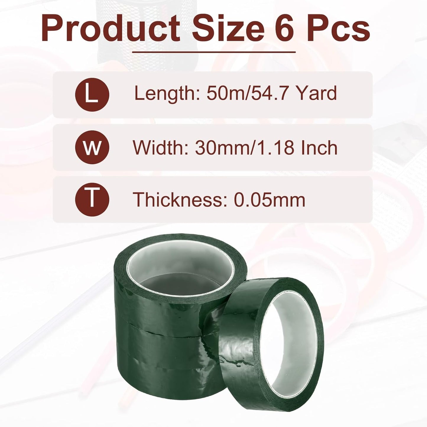 MECCANIXITY 6 Rolls Whiteboard Tape Graphic Chart Tape 30mm 54.7 Yard Art Tape Thin Self-Adhesive Pinstripe Tape Masking Tape for Gift Wrapping Craft Supplies, Green