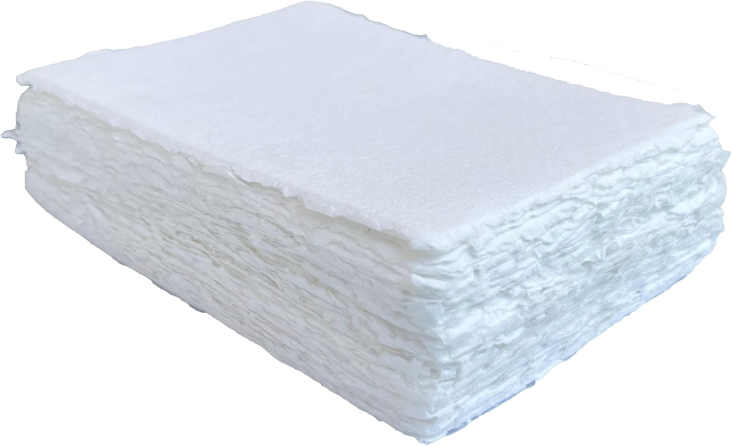 Handmade White Deckle Edge Blank Paper - 4x6 Inch Package of 50 - Mixed Media Loose Leaf Paper for Postcards, Invitations, Crafts and Announcements - Thick 150 GSM