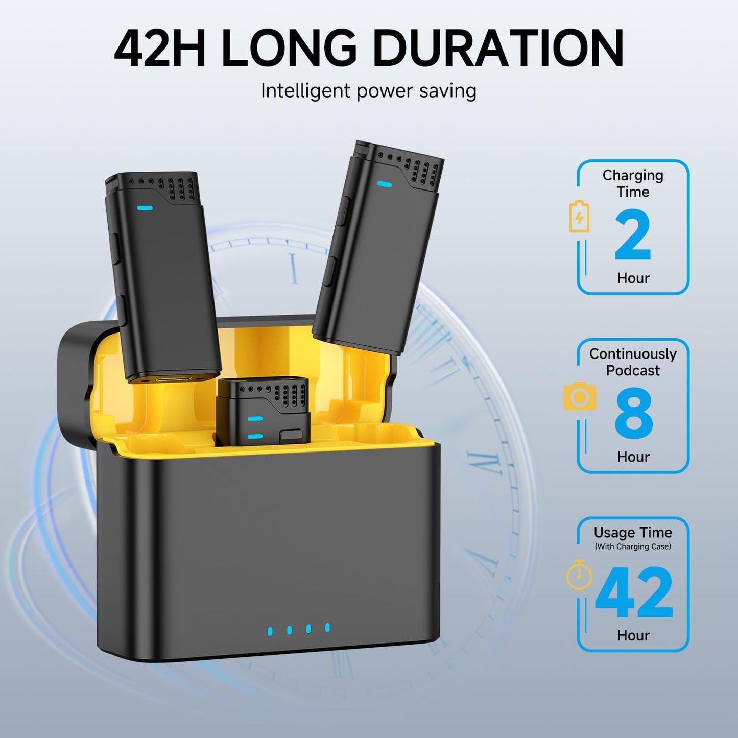 2 in 1 Professional Wireless Lavalier Microphone for iPhone iPad Android with Charging Case Noise Cancellation Plug-Play Clip on Lapel Mic for YouTube, Recording, Facebook Live Streaming