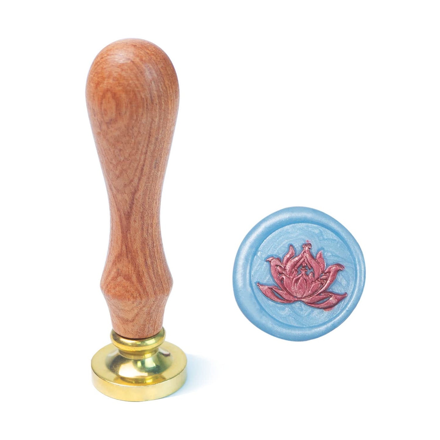Wax Seal Stamp, ANBOSE Flower Sealing Wax Stamp with Removable Brass Head Wooden Handle, Lotus Wax Sealing Stamp for Envelope Sealing Wax