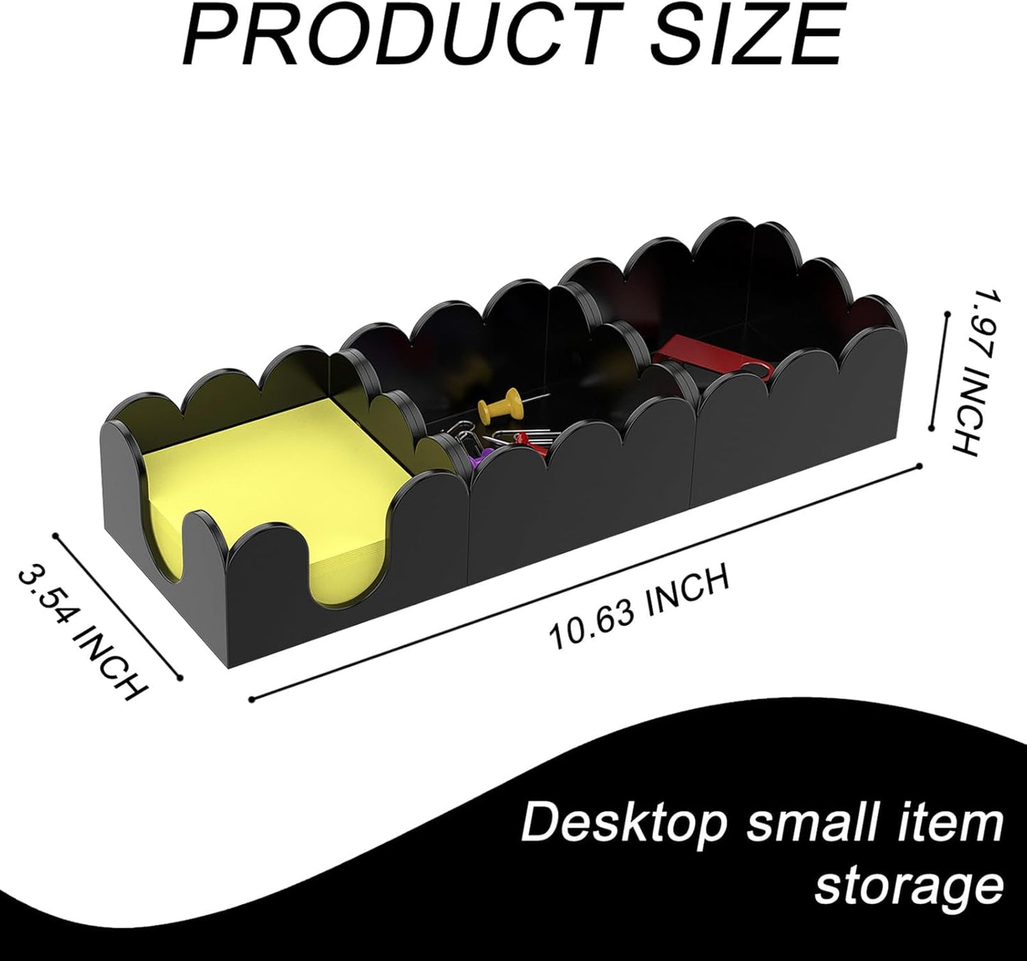 YAGELI Magnetic 3-in-1 Acrylic Sticky Note Holder Dispenser | Modern Desktop Organizer for 3x3 Post It Notes & Memo Pads with Non-Slip Base | for Productive Workspace at Office, Home or School | Black