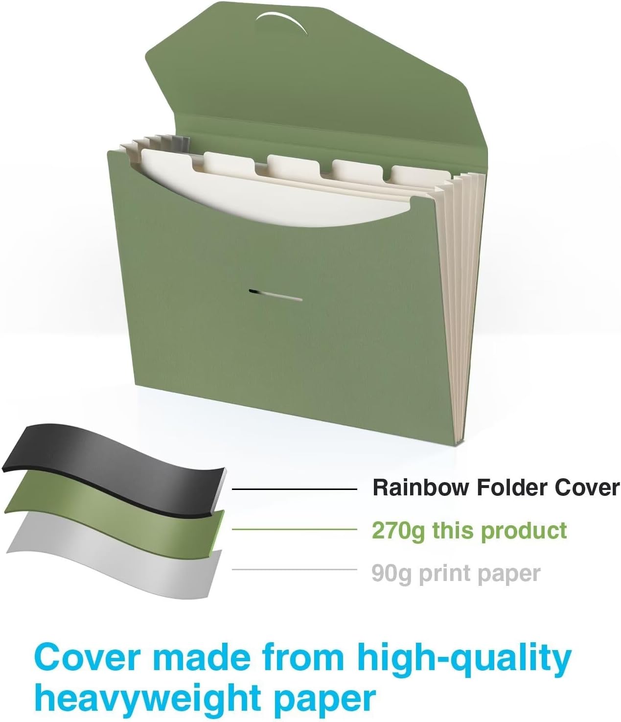 Blue Lake ECOLIFE File Folders Accordion Organizer Plastic Free 6 Pocket Expanding Folders Green