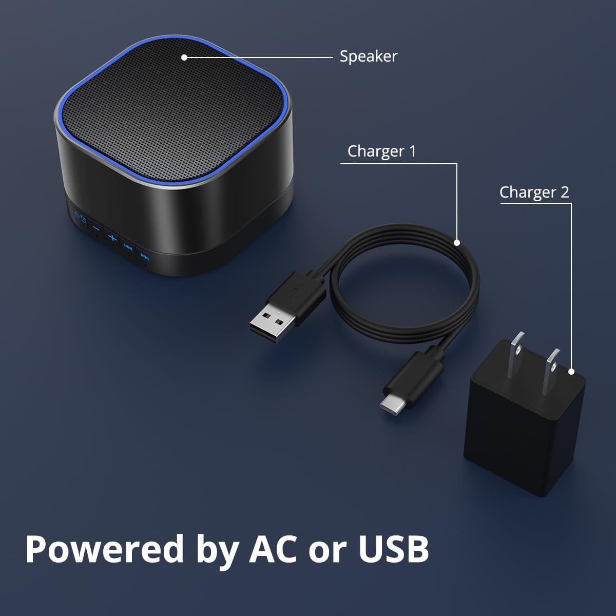 Magicteam White Noise Machine with 20 Non Looping Natural Soothing Sounds Memory Function 32 Levels of Volume Powered by AC or USB and Sleep Sound Timer Therapy for Baby Kids Adults Black