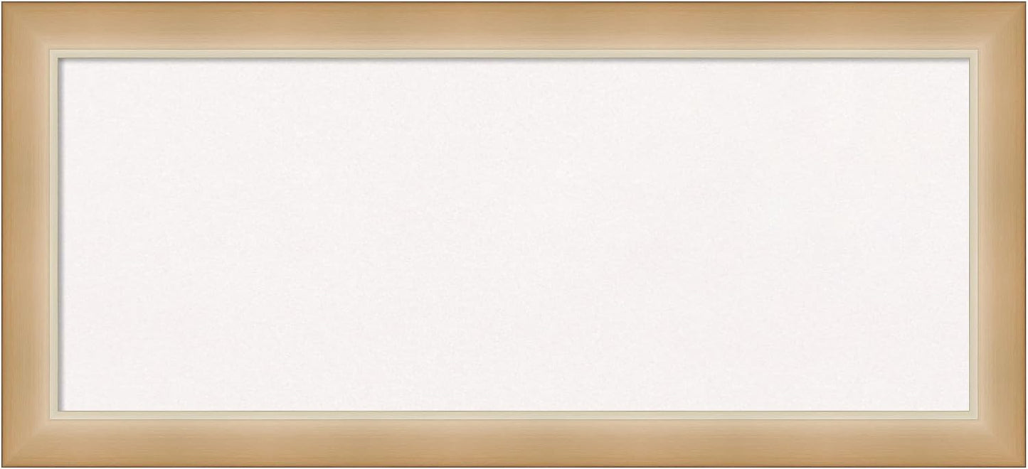 Amanti Art White Cork Board for Wall, 15x33 Vision Board with Gold Frame, Medium Corkboard Office Decor for Home Organization, Modern Contemporary Corkboard Pinboard to display items for home